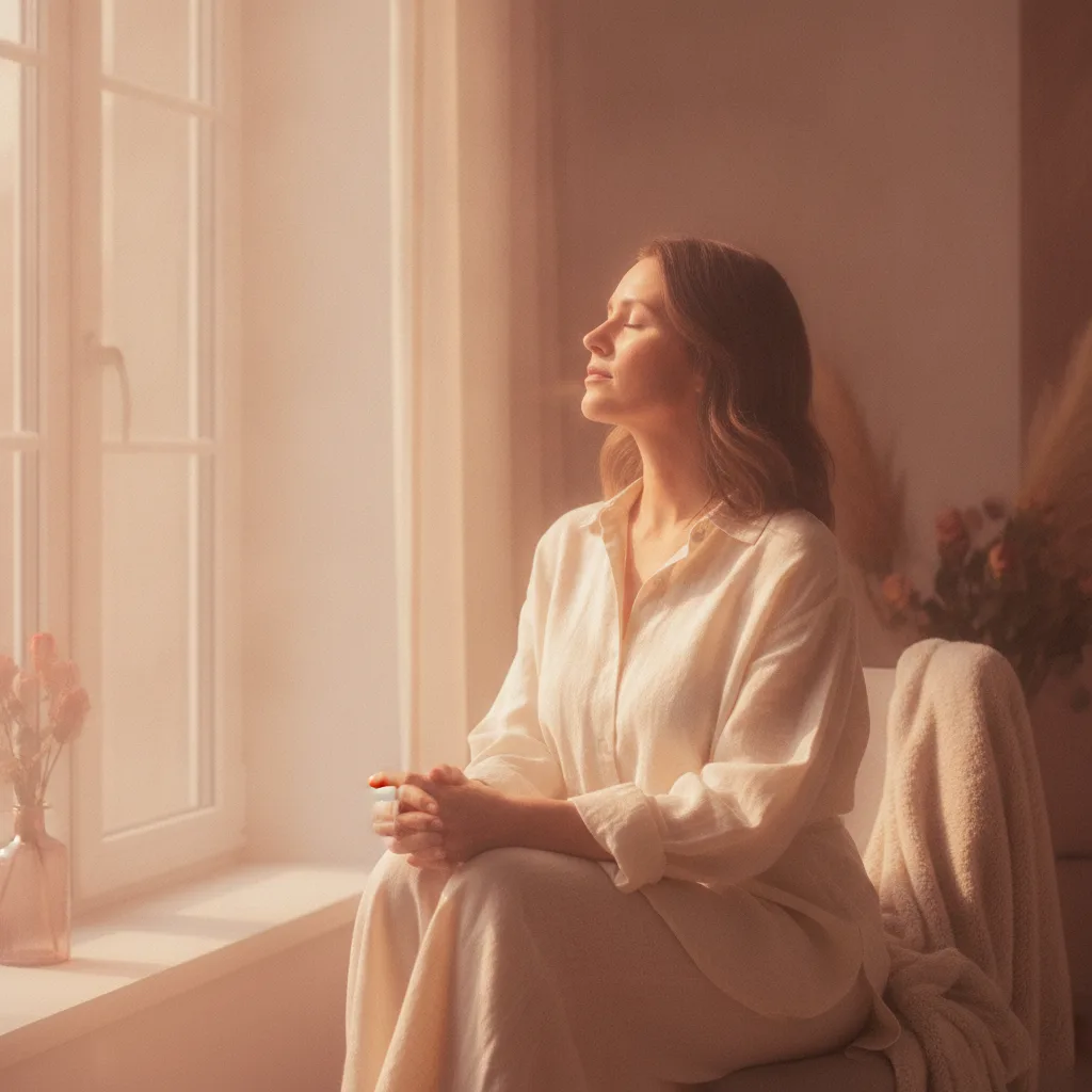Woman in a moment of calm self-reflection